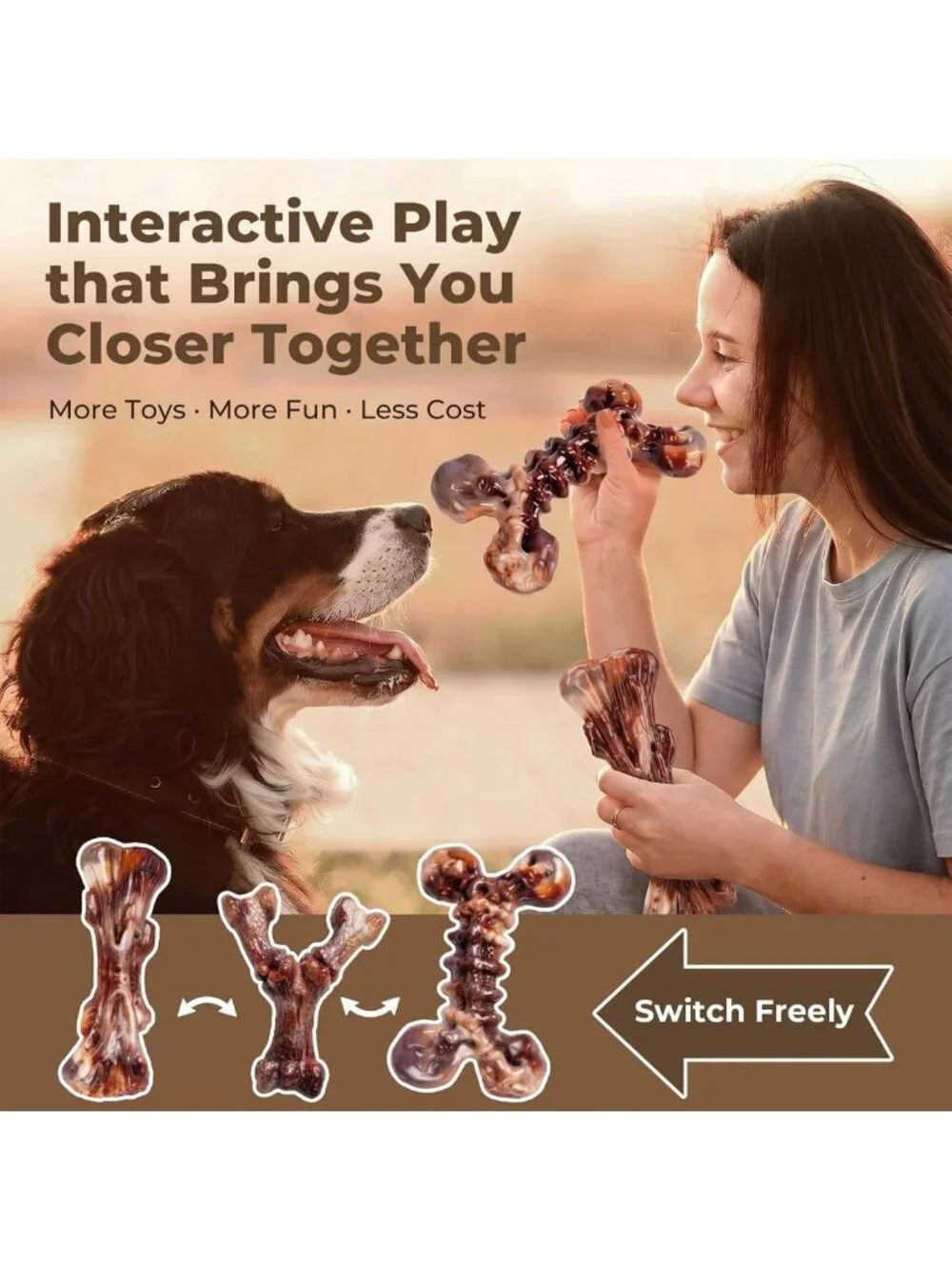 Indestructible Dog Chew Toys - 3-Pack Tough Nylon Bones for Aggressive Chewers
